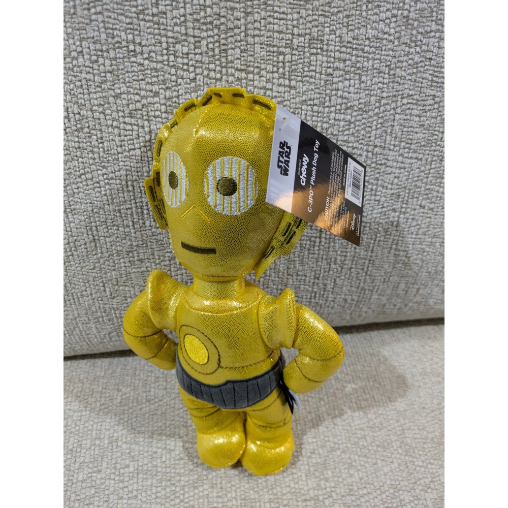 Star Wars C-3PO Plush Dog Toy Chewy Gold Metallic‎ Squeaky Crinkle New with Tags